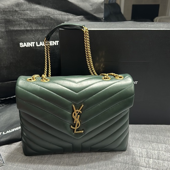 Saint Laurent- NEW Lou Lou Medium, Hunter Green - Picture 6 of 15